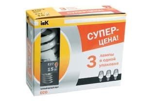 Лампа спираль КЭЛP-FS Е27 15Вт 2700К ПРОМОПАК 3 шт -eco