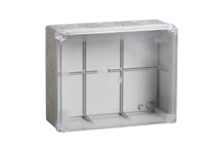 Коробка КМ41275 распаячная для о/п 240х195х90 мм IP44 (RAL7035, прозр. кр., кабельные вводы 5 шт)
