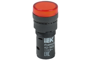 Лампа AD16DS(LED)матрица d16мм красный 110В AC/DC