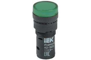 Лампа AD16DS(LED)матрица d16мм зеленый 110В AC/DC