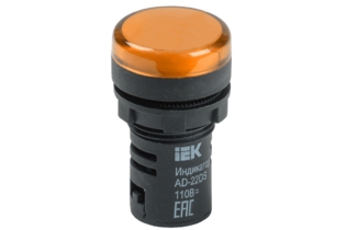 Лампа AD22DS(LED)матрица d22мм желтый 110В AC/DC